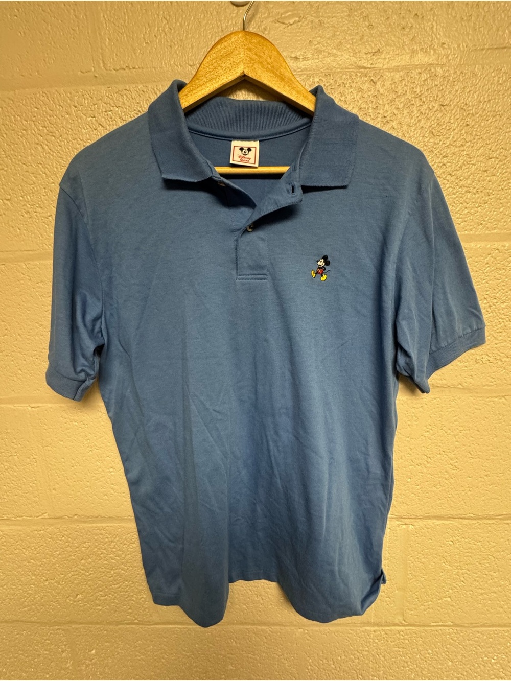 Disney Light Blue Men's Polo with Embroidered Mickey